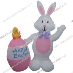 inflatable easter bunny with pink egg and yellow chick