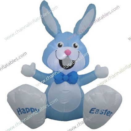 blue inflatable easter bunny
