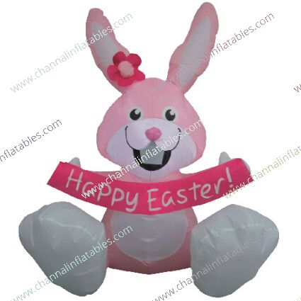pink inflatable easter bunny