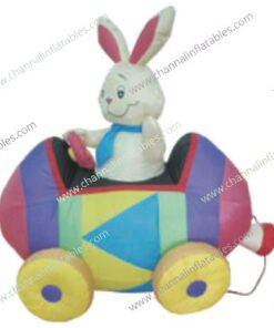 inflatable easter bunny driving easter egg car