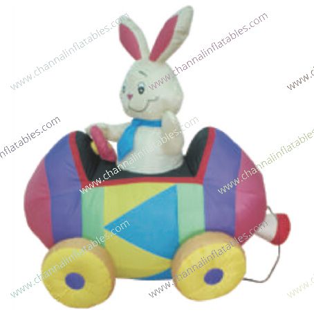inflatable easter bunny driving easter egg car