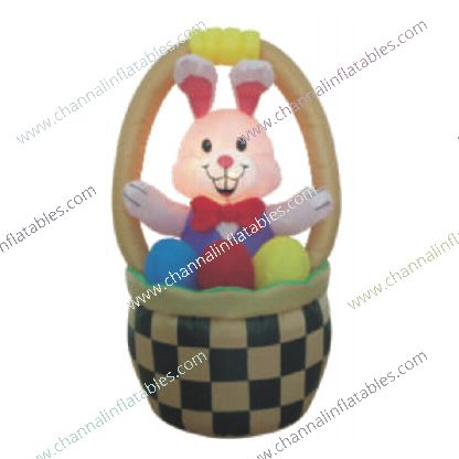 inflatable easter bunny in a basket