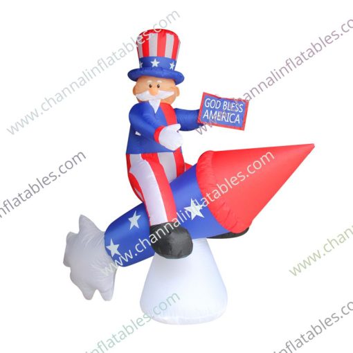 inflatable Uncle Sam riding rocket