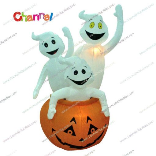 inflatable ghost trio in pumpkin