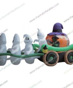 inflatable ghost carriage with witch