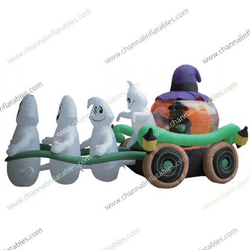 inflatable ghost carriage with witch