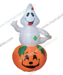 inflatable ghost on pumpkin