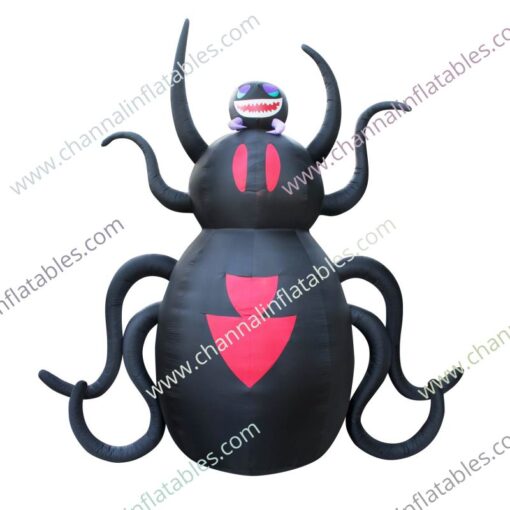 black inflatable Halloween spider standing