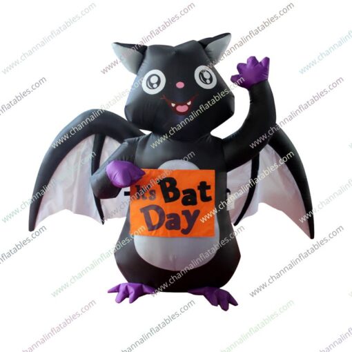 inflatable Halloween bat with bat day banner