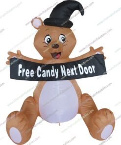 inflatable bear with free candy next door banner