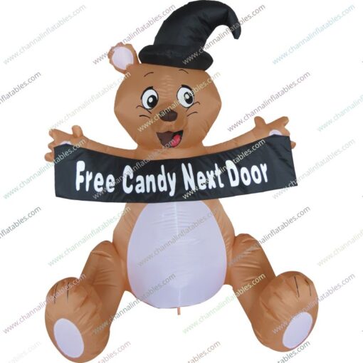 inflatable bear with free candy next door banner