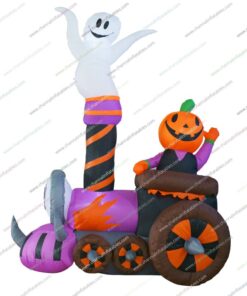 inflatable train with ghost and pumpkin man