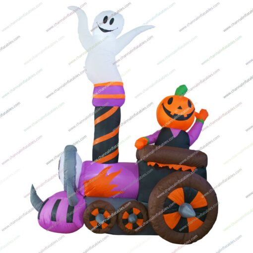 inflatable train with ghost and pumpkin man