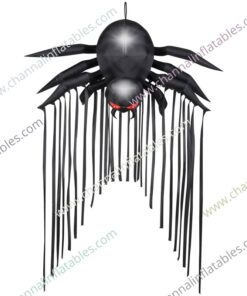 black inflatable spider with hanging silk