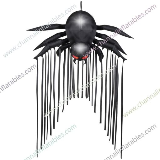 black inflatable spider with hanging silk