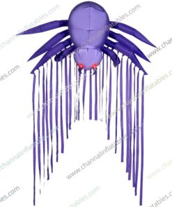 purple inflatable spider with hanging silks