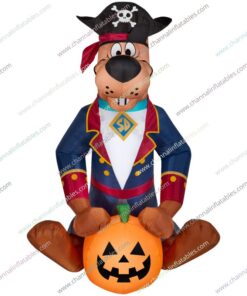 inflatable pirate dog with pumpkin