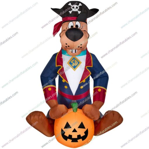 inflatable pirate dog with pumpkin