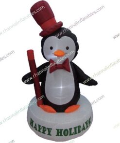 inflatable penguin with top hat
