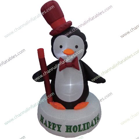 inflatable penguin with top hat