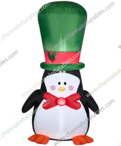 inflatable penguin with green top hat