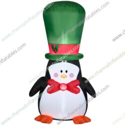 inflatable penguin with green top hat