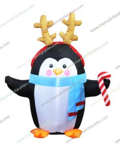 inflatable penguin with reindeer antler
