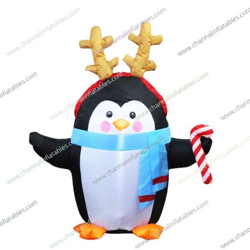 inflatable penguin with reindeer antler