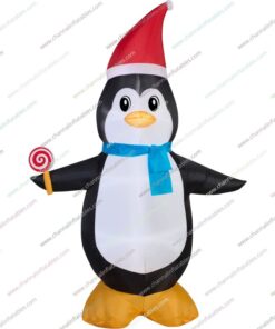 inflatable penguin with lollipop