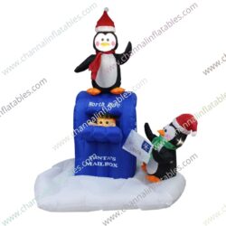 inflatable penguin with Santa's mailbox