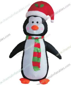 inflatable penguin with Christmas scarf
