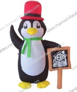 inflatable penguin with chalkboard