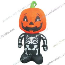 inflatable pumpkin head skeleton boy