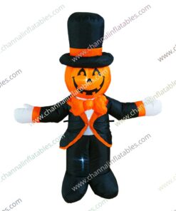 inflatable pumpkin man with suit