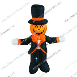 inflatable pumpkin man with suit