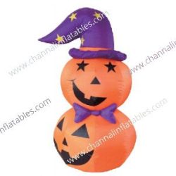 inflatable pumpkin with witch hat