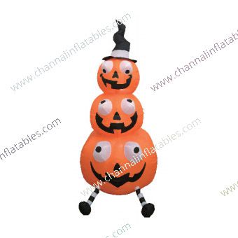 inflatable pumpkin stack with creepy eyes