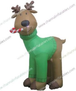inflatable reindeer with candy cane