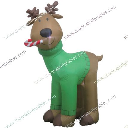 inflatable reindeer with candy cane