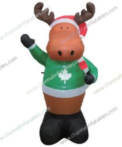 inflatable moose with santa hat