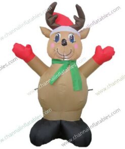 inflatable reindeer with red mitten