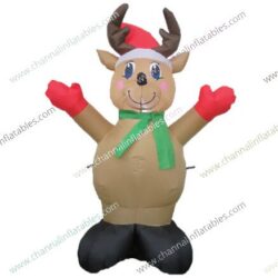 inflatable reindeer with red mitten