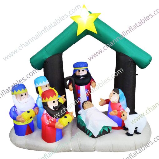 inflatable nativity scene with wise men