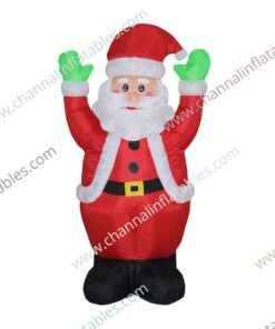 inflatable Santa with green mittens