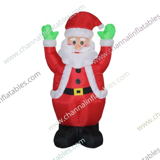 inflatable Santa with green mittens
