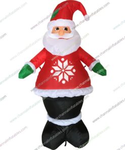 inflatable Santa wearing red snowflake coat