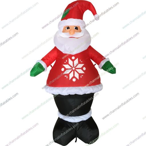 inflatable Santa wearing red snowflake coat