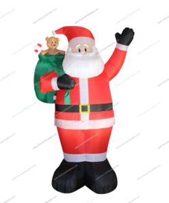 inflatable Santa Claus carrying Teddy Bear