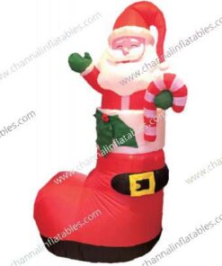 inflatable Santa in giant boot