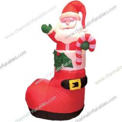 inflatable Santa in giant boot